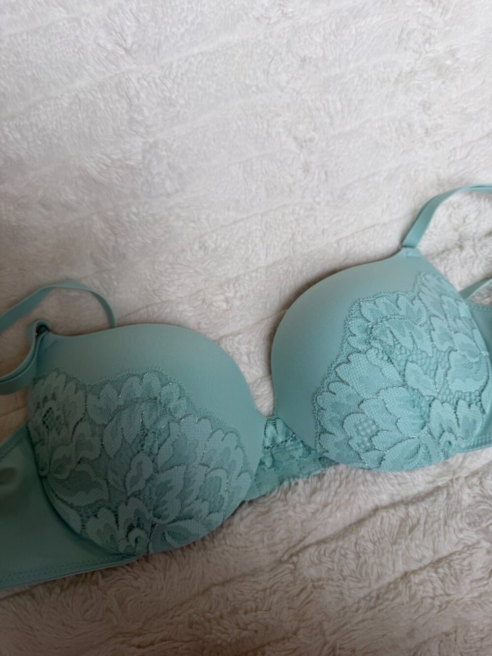 Maidenform 36B Push-Up & In Plunging Neckline Lace Bra Aqua DM9900 - Picture 7 of 12
